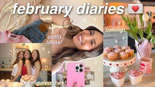 FEBRUARY DIARIES 🫶 baking, galentines night, outfit ideas, new nails, etc! 