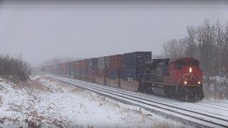 CN Train Spotting HD: CN 8909 & DPU 8948 Q191 With Perfect K5LLA At Lindbrook AB 2/7 1/26/18