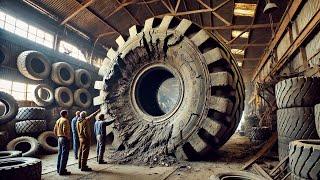 The Tough Job of Repairing a Heavy-Duty Caterpillar Loader Tire – Incredible Skills