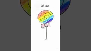 Easy Drawing rainbow colors Lollipop candy step by step for kids #kids #easydrawing #stepbystep