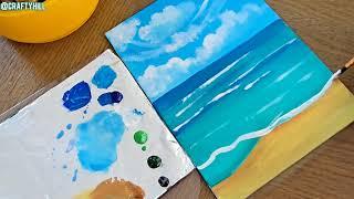 Fun painting idea / easy acrylic painting for beginners/ Beach painting/Beach on a Canvas