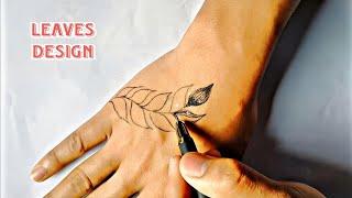 Leaves design tattoo with pen