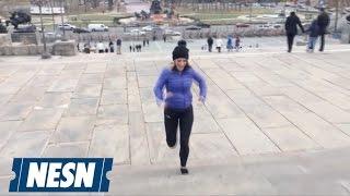 NESN's Sarah Davis Runs Up The Rocky Steps In Philadelphia