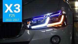 AKD headlihts facelift for BMW X3 F25 and X4 F26 Lighthouse Replacement M5 LCI Style Installation