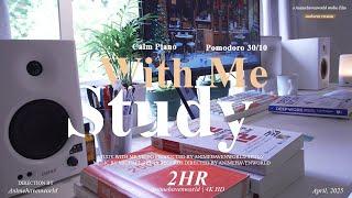 2 HOUR STUDY WITH ME | Calm Piano , Ambient ver. | Pomodoro 30/10