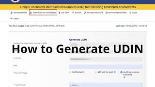 How to generate UDIN for Tax Audit Report  | CA GAURANK