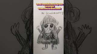 Mr bearded monkey man meditates in the day and night funny drawing by sketchead in pencil