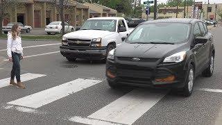 Never Pass Vehicles Stopped at a Crosswalk