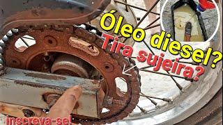 Usei óleo diesel para limpar a corrente da moto e o resultado foi incrivel 