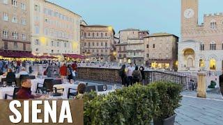 SIENA (Tuscany), Italy by night walking tour in 4k