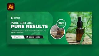 Web Banner Design in Adobe Illustrator | Natural Oil Product Banner