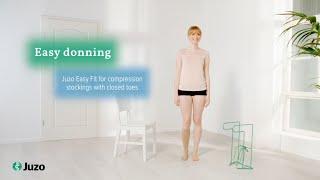 Donning of compression stockings (Below-knee stockings) with closed toes – Juzo Easy Fit (EN)