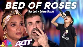 GOLDEN BUZZER : Little Boy Sings An INCREDIBLE Cover Of "Bed Of Roses" | AGT 2024 | Semifinalis