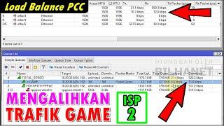 Routing Game ke ISP 2 dan Pisah Trafik dengan Simple Queue di LB PCC