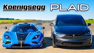 Кто победит в заезде: Koenigsegg или же Model X Plaid?