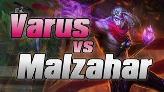  Varus  vs  Malzahar  mid lane  Gameplay  | Guide - ProBuild - league of legends  LOL 