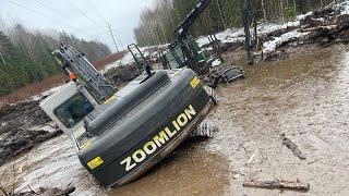 Подборщик утонул,экскаватор в туже лужу / ДТ не запускается