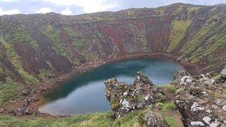 Kerið Crater, hike around the lake in the bottom of the crater.