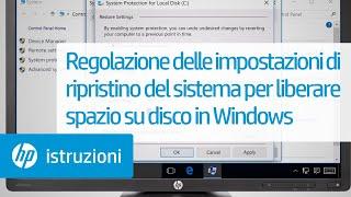 Regolazione delle impostazioni di ripristino del sistema per liberare spazio su disco in Windows