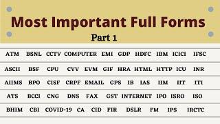 Most Important Full Forms List | Imp Full Forms for Competitive Exams for Students / Kids  | GK