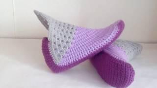 Следки тапочки 50/50. Бабушкин квадрат: плотный/классический | 07.05.19 // Crochet women's Slippers