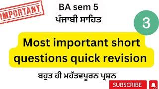 #BA sem 5 Most important short questions for exams Punjabi elective Meet Study Hub