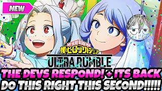 *THE DEVS RESPOND!* + IT'S BACK BOIS!! DO THIS RIGHT THIS SECOND! (My Hero Ultra Rumble
