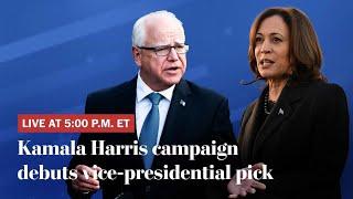 Kamala Harris debuts Tim Walz as vice-presidential pick