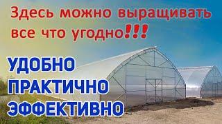 как делается Фермерская теплица под пленку 10х50 с верхним проветриванием