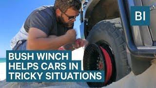 Bush Winch Attaches To Car Wheels To Pull Them Out Of Bad Situations