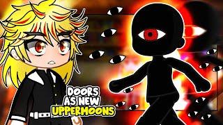 HASHIRAS React to Doors Entities as "New Uppermoons" || Roblox Doors || Gacha react