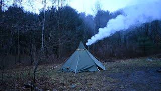 Camping on New Year's Eve. Hot Steam Sauna in a Tent. Two Tents, Two Stoves.