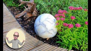 How to make a Concrete Garden Sphere (DIY) Cement Garden Design - build a fake marble / granite ball