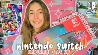 nintendo switch unboxing & set up  playing mario kart + just dance, etc