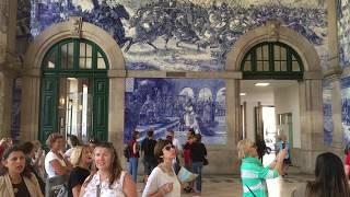 Azulejos of Sao Bento Railway Station in Porto, Portugal