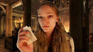 Warming up in the Skaal Village  Skyrim ASMR Roleplay (taking care of your wounds)