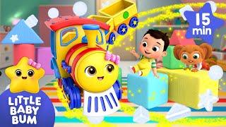 All Aboard to Learn Shapes! Shape Safari Train Ride |  15 mins of Learnin Songs | Little Baby Bum