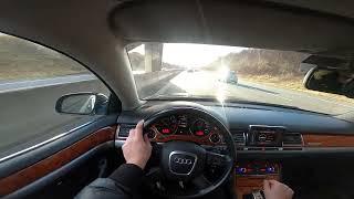 HEAVY TRAFFIC ON AUTOBAHN TOP SPEED RUN FAIL audi a8 w12 6.0 450 HP