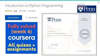 Complete the course "Introduction to Python Programming" on Coursera      #python #coursera #coding