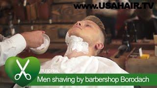 Men shaving by barbershop BORODACH. parikmaxer TV USA