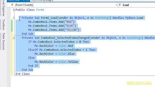 Selected Index Combobox in Visual Basic VB .NET