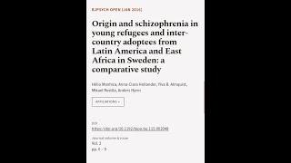 Origin and schizophrenia in young refugees and inter-country adoptees from Latin Amer... | RTCL.TV