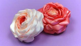 Розы из Лент своими руками / Satin Ribbon Rose Tutorial /  NataliDoma