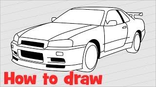 Drawing a car Nissan Skyline GTR R34