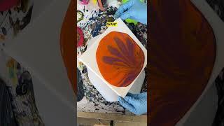 DIY Abstract  Flame of Rose Gold + Tangerine with Strainer Acrylic Pour #shorts #diy