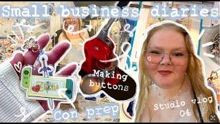 Studio Vlog 04 | Prepping for 2 cons | Making buttons, stickers, bookmarks, bags & more | Small biz