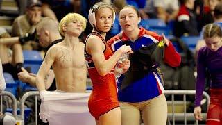 U17 Capri Sayer (USA) vs Morgan Boileau (CAN) 49kg. Girls youth womens wrestling. B-cam-man