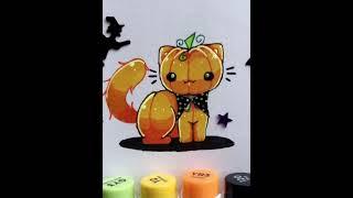 Pumpkin Cat Drawing #Shorts