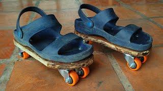 How To Make Wooden Sandals Roller Skates/Bearing Skating  Shoes