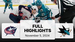 NHL Highlights | Blue Jackets vs. Sharks - November 5, 2024